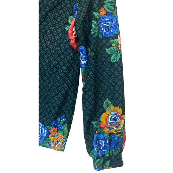 Vintage Clarissa Floral Black Button Up Blouse Shirt Womens Size 8 Secretary 80s - Picture 7 of 9